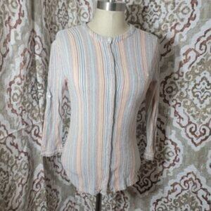 Anthropologie Ana Seff Multicolor Button Down Shirt Roll Up Button Sleeves P